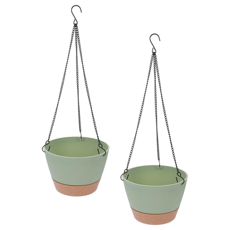 2 Pack 8 Inch Plastic Hanging Planters with Drainage Holes for Indoor Outdoor Balcony Garden Decor - Image 2