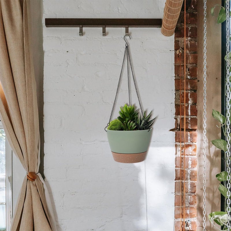 2 Pack 8 Inch Plastic Hanging Planters with Drainage Holes for Indoor Outdoor Balcony Garden Decor - Image 5