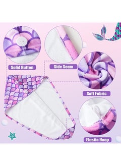WAWSAM 2 Pack Kids Hair Drying Towels Girls Unicorn Wet Hair Towel Quick Dry Twisty Hair Towels (Green + Purple Mermaid)  - Image 4