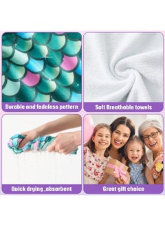 WAWSAM 2 Pack Kids Hair Drying Towels Girls Unicorn Wet Hair Towel Quick Dry Twisty Hair Towels (Green + Purple Mermaid)  - Image 5