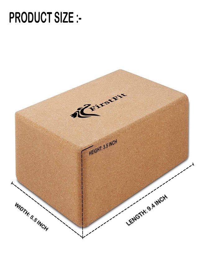 FirstFit Premium Eco Conscious Yoga Block, Natural Cork Heavy Yoga Brick, Wrist Support Wedge, Comfortable Contoured Edges, Exercise Accessories for Women & Men - Pack 1 - Image 4