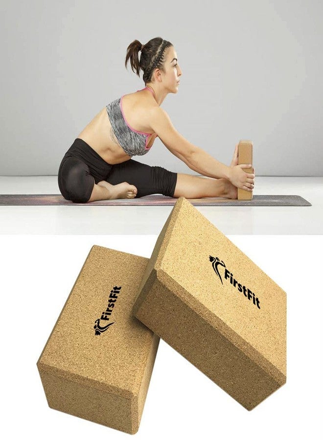 FirstFit Premium Eco Conscious Yoga Block, Natural Cork Heavy Yoga Brick, Wrist Support Wedge, Comfortable Contoured Edges, Exercise Accessories for Women & Men - Pack 1 - Image 5