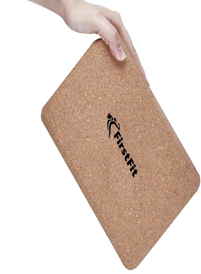 FirstFit Premium Eco Conscious Yoga Block, Natural Cork Heavy Yoga Brick, Wrist Support Wedge, Comfortable Contoured Edges, Exercise Accessories for Women & Men - Pack 1 - Image 3
