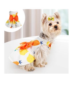 A.M Cute Floral Pattern Dog Dress with Lovely Bow Pet Apparel Dog Clothes for Small Dogs and Cats | Puppy Summer Dress Birthday Pet Apparel Dress (Size: L, Bust: 42cm, Length 32cm)  - Image 1
