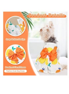 A.M Cute Floral Pattern Dog Dress with Lovely Bow Pet Apparel Dog Clothes for Small Dogs and Cats | Puppy Summer Dress Birthday Pet Apparel Dress (Size: L, Bust: 42cm, Length 32cm)  - Image 3