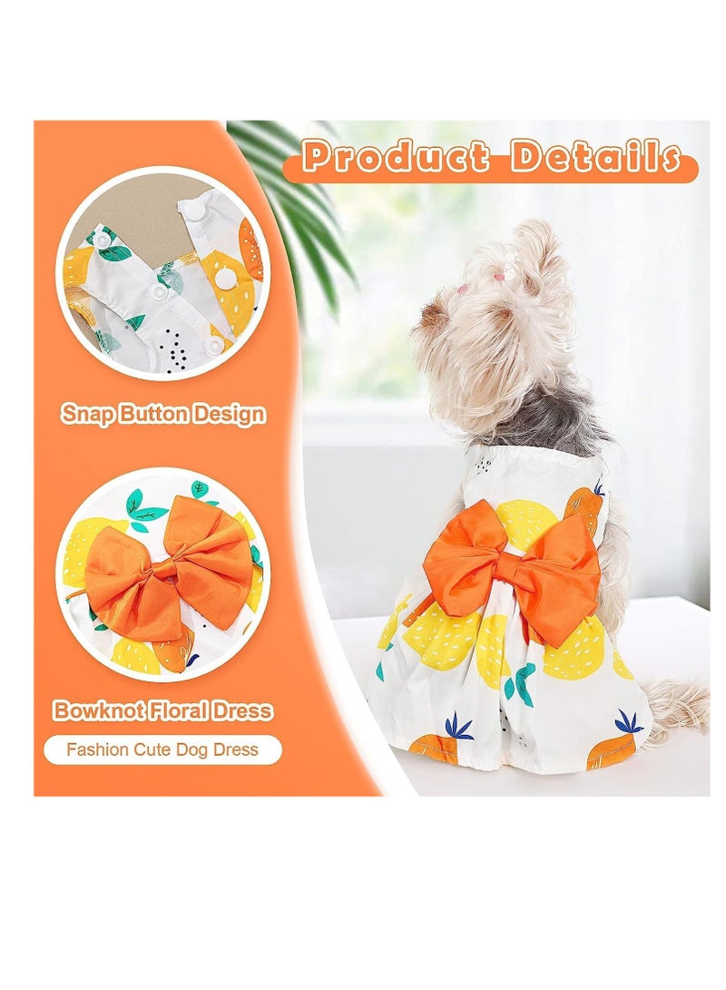 A.M Cute Floral Pattern Dog Dress with Lovely Bow Pet Apparel Dog Clothes for Small Dogs and Cats | Puppy Summer Dress Birthday Pet Apparel Dress (Size: L, Bust: 42cm, Length 32cm) - Image 3