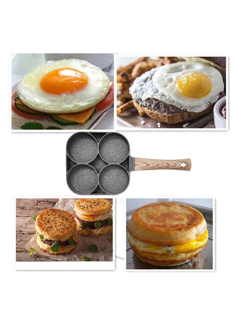 ELTRAZONE 4 Hole Omelet Pan for Burger Eggs Ham Pancake Maker Wooden Handle Frying Pot Non-Stick Cooking Breakfast - Image 4