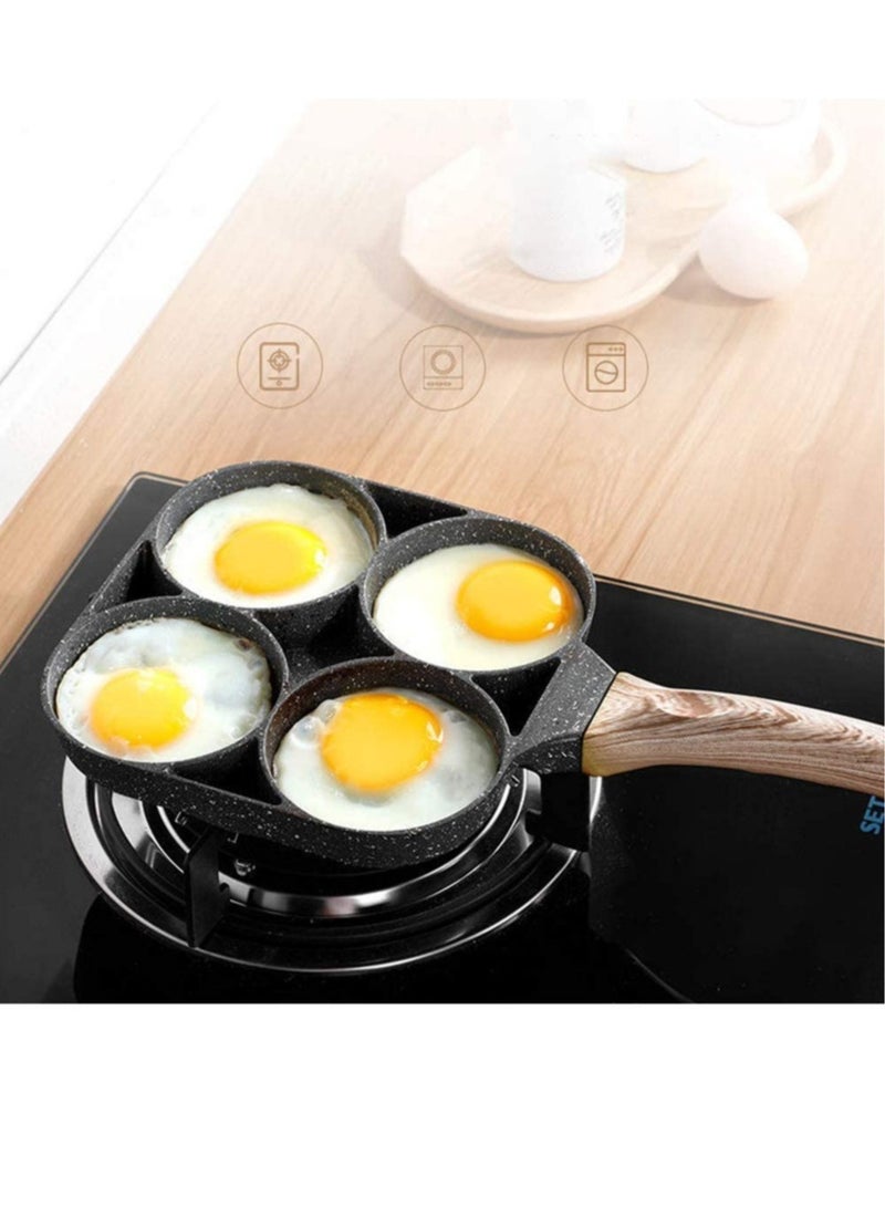 ELTRAZONE 4 Hole Omelet Pan for Burger Eggs Ham Pancake Maker Wooden Handle Frying Pot Non-Stick Cooking Breakfast - Image 5
