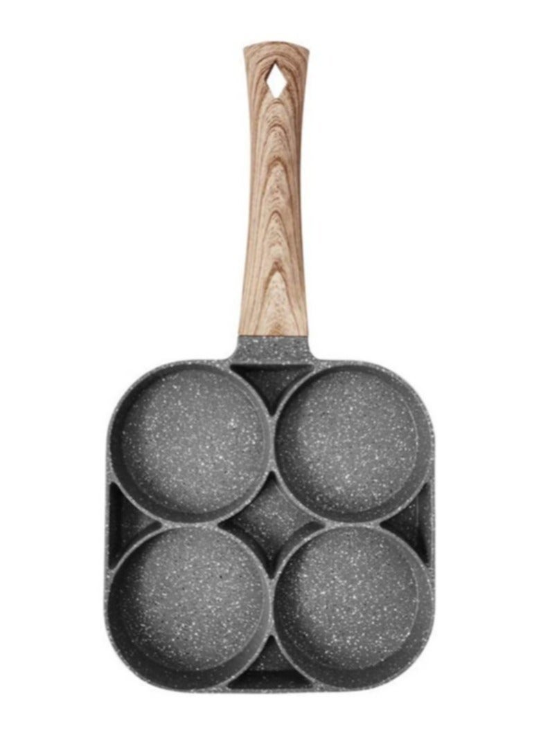 ELTRAZONE 4 Hole Omelet Pan for Burger Eggs Ham Pancake Maker Wooden Handle Frying Pot Non-Stick Cooking Breakfast - Image 1