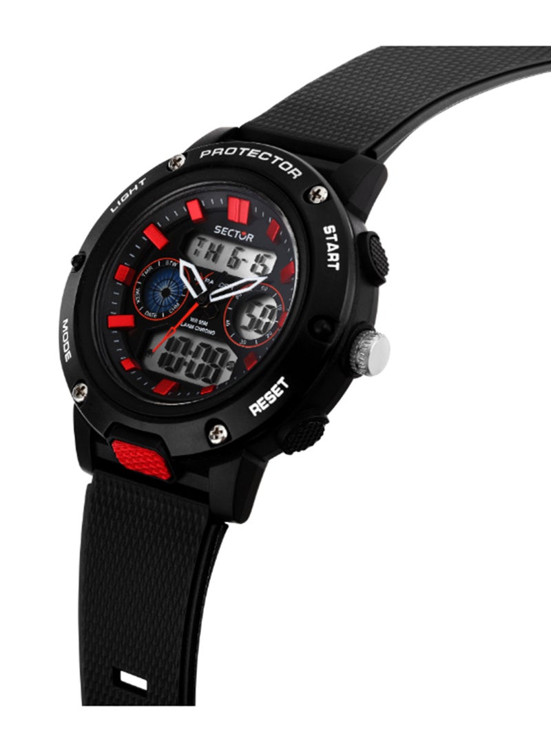 Sector EX-44 47MM ساعة رقمية بقرص أسود جلد صناعي أسود - Image 5