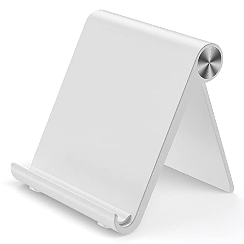 VOVIGGOL Cell Phone Stand Holder, Cellphone Holder Adjustable Desktop Phone Stand for Desk, Foldable Phone Cradle Dock Mobile Stand for iPhone iPad Tablet 4 to 7.9 Inch Smartphones (White) - Image 1