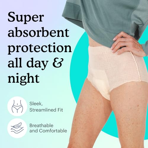 Because Premium Maximum Plus Adult Incontinence and Postpartum Bladder Leak Underwear for Women Maximum Absorbency Disposable Beige SmallMedium 80 Count 4 Packs of 20 - Image 5