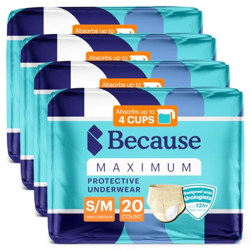 Because Premium Maximum Plus Adult Incontinence and Postpartum Bladder Leak Underwear for Women Maximum Absorbency Disposable Beige SmallMedium 80 Count 4 Packs of 20 - Image 2