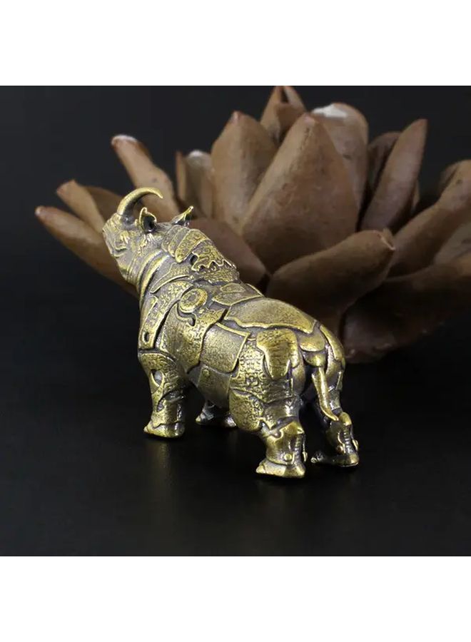 White Copper Rhino Figurine 32x14mm Hand Polished Brass Statue Desk Decor Collectible Gift - Image 2