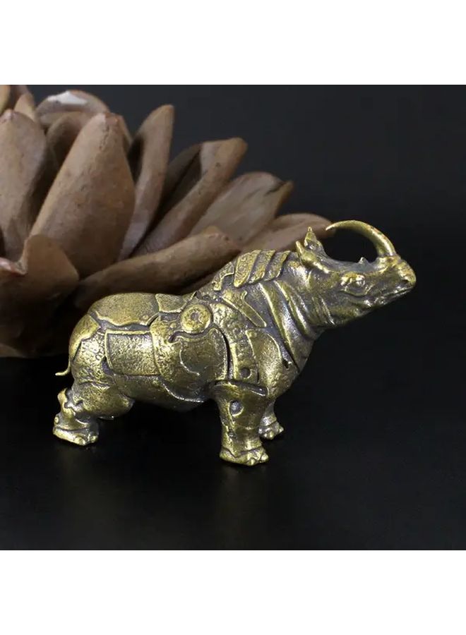 White Copper Rhino Figurine 32x14mm Hand Polished Brass Statue Desk Decor Collectible Gift - Image 4