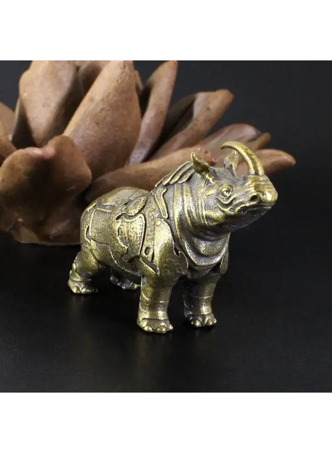 White Copper Rhino Figurine 32x14mm Hand Polished Brass Statue Desk Decor Collectible Gift - Image 5