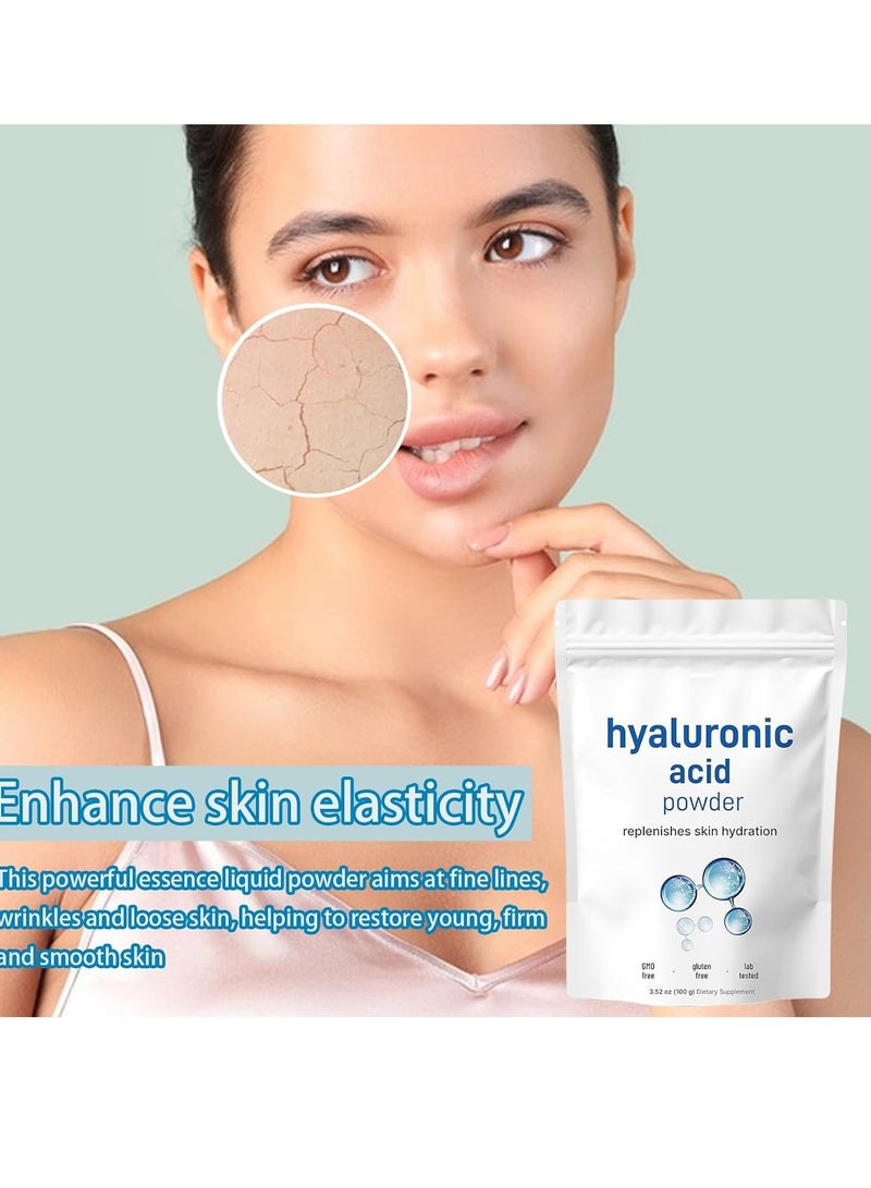 Hyaluronic Acid Powder, Hyaluronic Acid Powder For Face, Diy Facial Serum, Deep Hydration Smooths Wrinkles, Low Molecular Weight,Water-Soluble for Skin Moisture (1Pcs, 100g) - Image 3