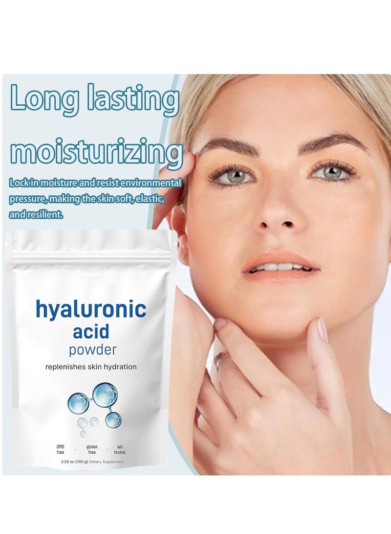 Hyaluronic Acid Powder, Hyaluronic Acid Powder For Face, Diy Facial Serum, Deep Hydration Smooths Wrinkles, Low Molecular Weight,Water-Soluble for Skin Moisture (1Pcs, 100g) - Image 2