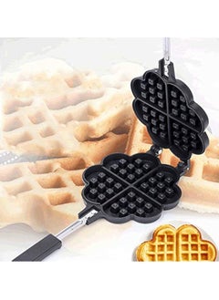 Arabest Waffle Iron Maker, Non-Stick Aluminum Stovetop Sandwich Panini Cone Cake Heart Shaped Mold Double-Side Cooking Pan Baking Tool Maker Press Plate With Handle Perfect for Kitchen and Outdoor  - Image 1