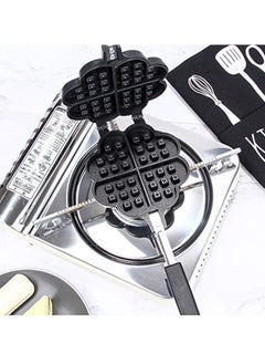 Arabest Waffle Iron Maker, Non-Stick Aluminum Stovetop Sandwich Panini Cone Cake Heart Shaped Mold Double-Side Cooking Pan Baking Tool Maker Press Plate With Handle Perfect for Kitchen and Outdoor  - Image 4