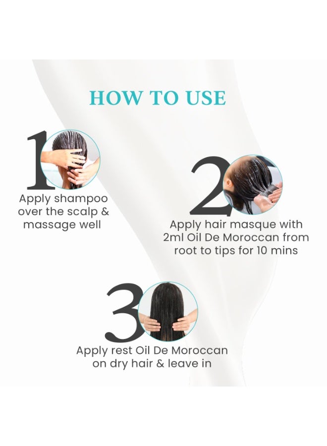 O3+ Oil De Moroccan Hair Spa Kit With Argan Oil Hair Mask For All Hair Type | 40gm+23ml - Image 2