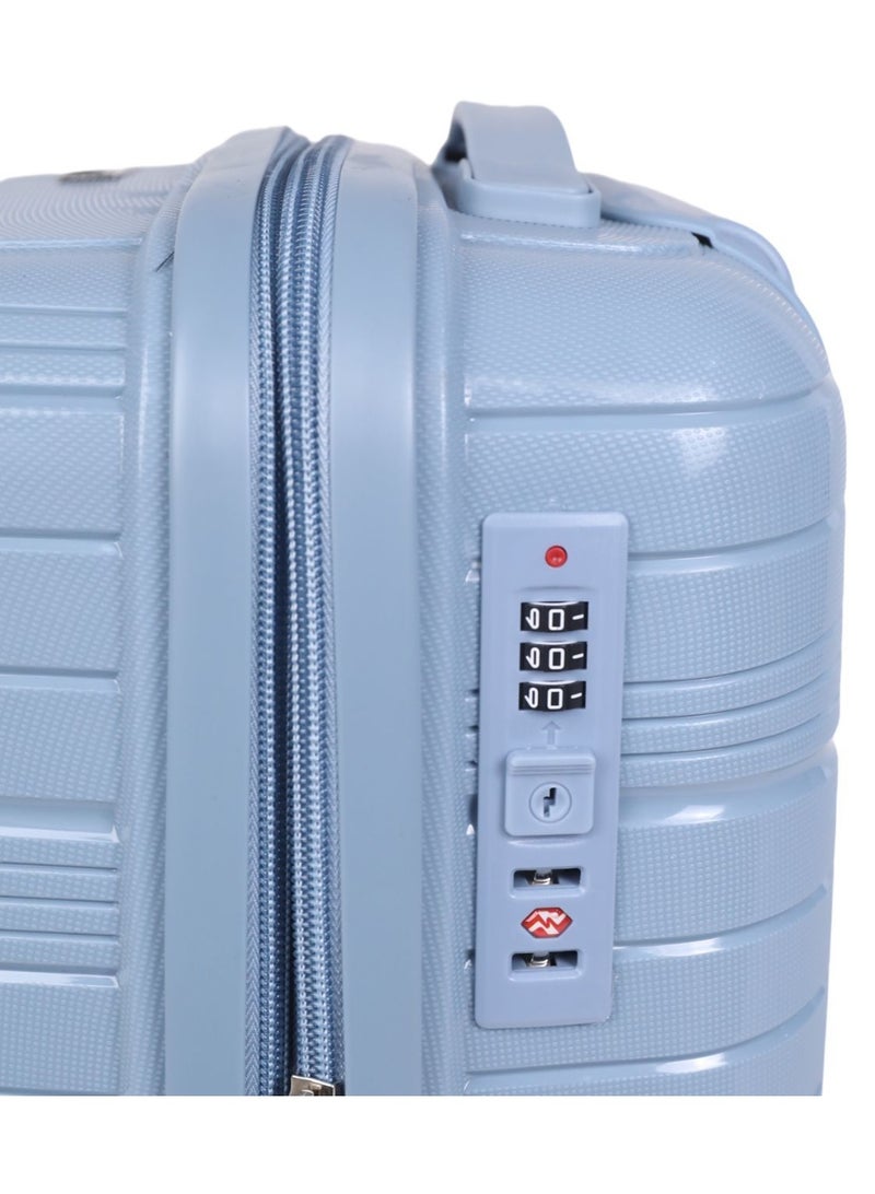 W.O.K 28-Inch Lightweight Travel Trolley – Large Hard Shell Suitcase Made from Durable Polypropylene (PP), Spinner Wheels, and Secure Number Lock – Checked-In Luggage (Blue)  - Image 2