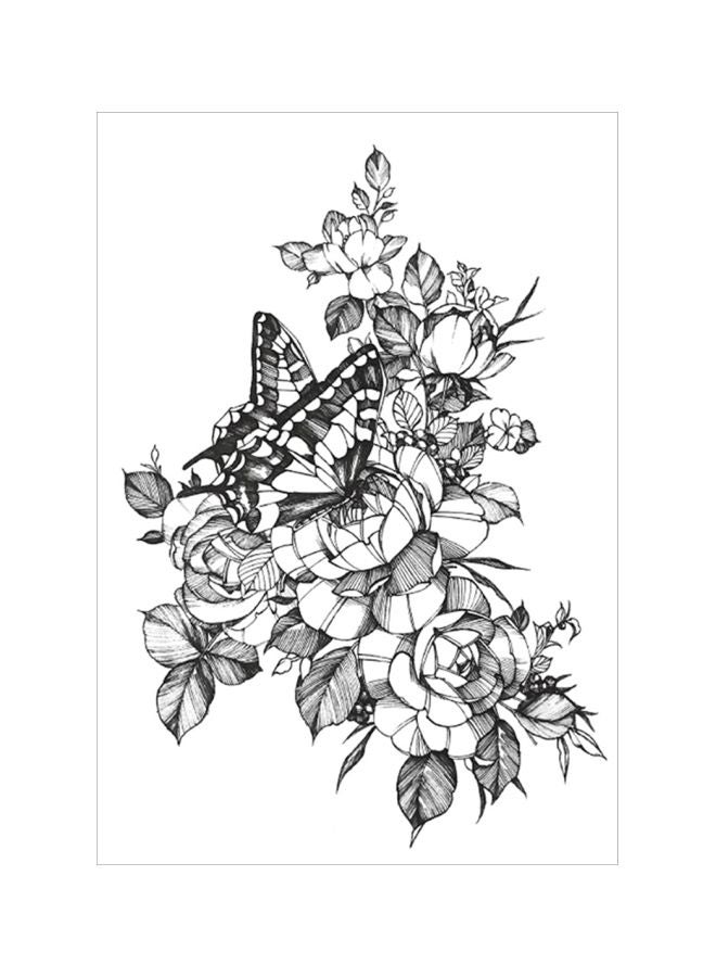 Wenshentie Floral Design Ladylike Tattoo Sticker Black