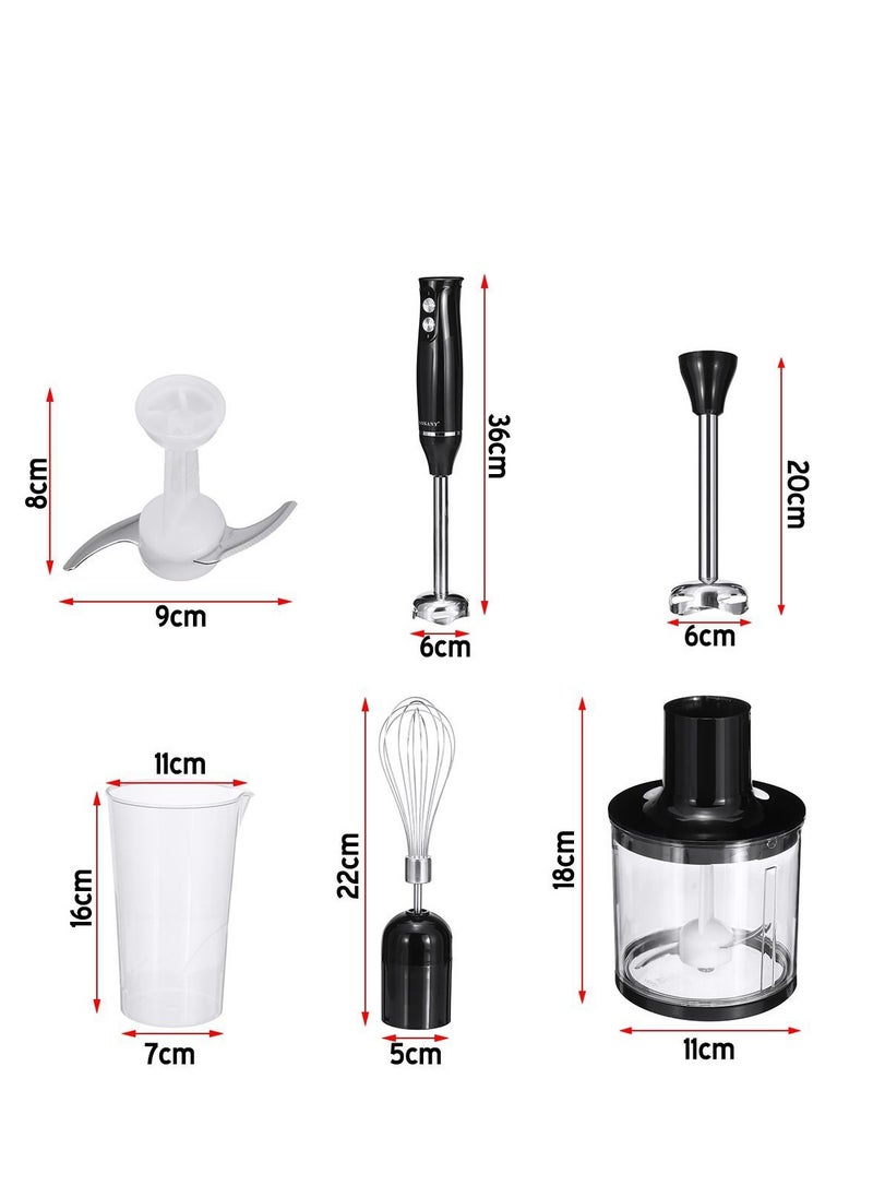 sokany - Immersion Hand Blender with Two Speed Adjustable 500 Watt 4-in-1 Titanium Steel Blades Ergonomic handle with Chopper, Whisk, 500ml Mixing Beaker, Detachable Electric Stick Blender Set - Image 1