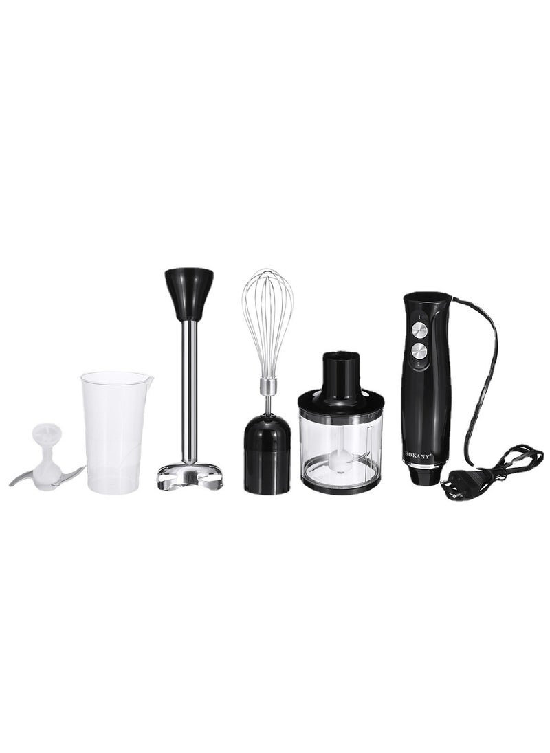 sokany - Immersion Hand Blender with Two Speed Adjustable 500 Watt 4-in-1 Titanium Steel Blades Ergonomic handle with Chopper, Whisk, 500ml Mixing Beaker, Detachable Electric Stick Blender Set - Image 1