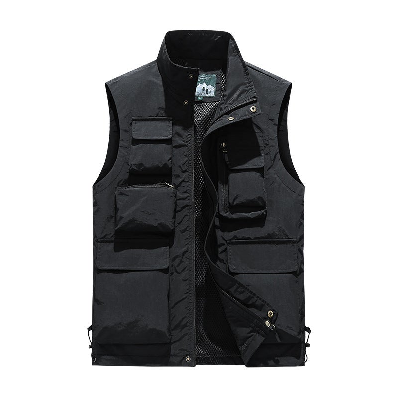 Multi-Pocket Vest Men'S Vest Outdoor Sports Fishing Pography Casual Men'S Vest Solid Color Top Jacket - Image 5