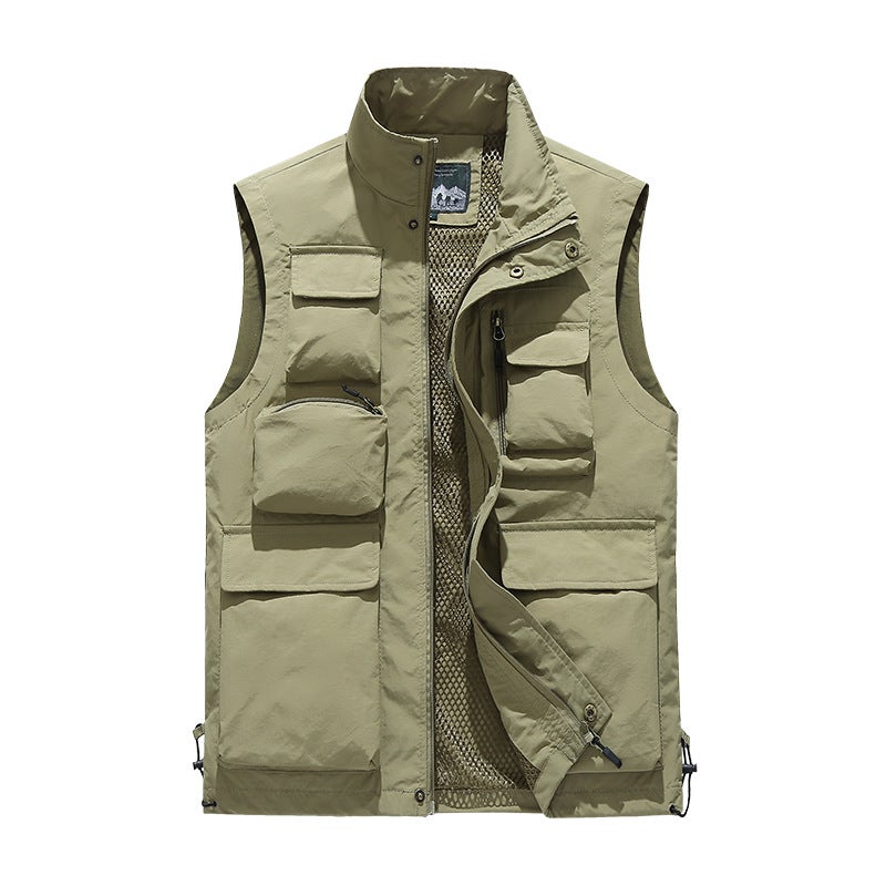 Multi-Pocket Vest Men'S Vest Outdoor Sports Fishing Pography Casual Men'S Vest Solid Color Top Jacket - Image 2