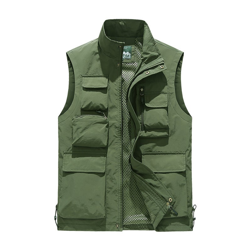 Multi-Pocket Vest Men'S Vest Outdoor Sports Fishing Pography Casual Men'S Vest Solid Color Top Jacket - Image 3