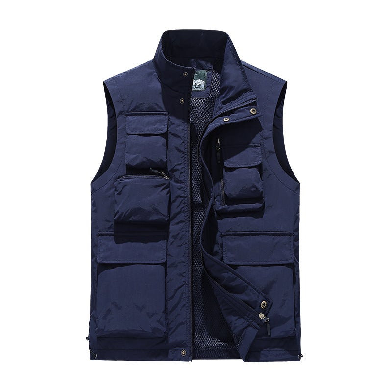 Multi-Pocket Vest Men'S Vest Outdoor Sports Fishing Pography Casual Men'S Vest Solid Color Top Jacket - Image 4