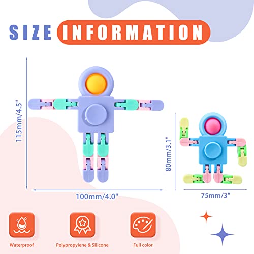 Hanaive 8 Pcs Robot Fidget Spinners for Kids Transformable Fingertip Gyro Chain Toy Deformable DIY Stress Relief Fidget Sensory Toys Adults Piata Goodie Bag Stuffers Valentine Party Favors Gift - Image 5