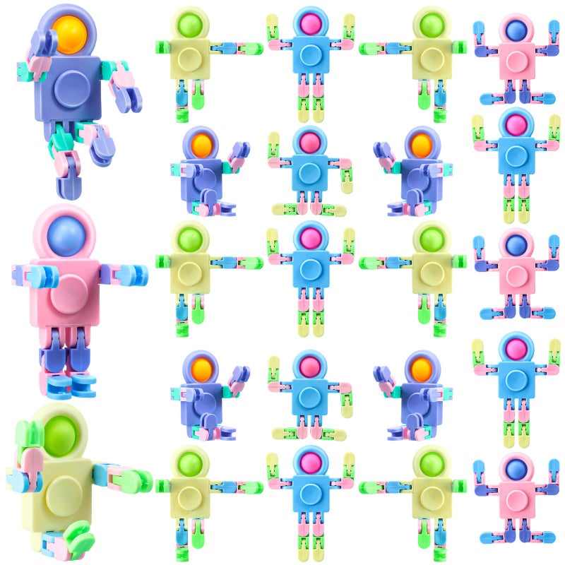 Hanaive 8 Pcs Robot Fidget Spinners for Kids Transformable Fingertip Gyro Chain Toy Deformable DIY Stress Relief Fidget Sensory Toys Adults Piata Goodie Bag Stuffers Valentine Party Favors Gift - Image 3