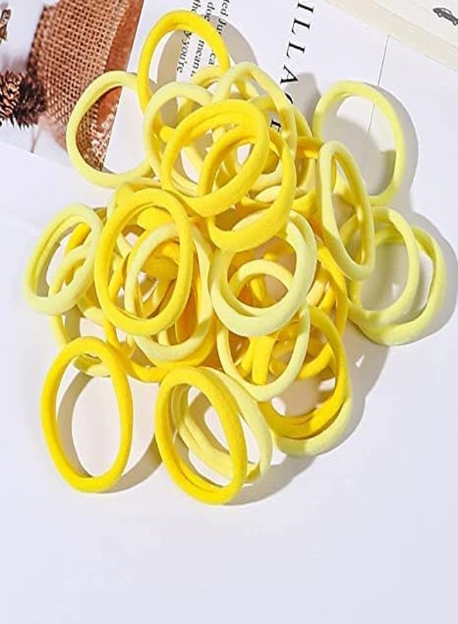 Glamyou Hair Ties, Ponytail Holders for Thick Thin Hair, Elastic Hair Ties for Women, Girls, No Cease Nylon Hair Ties, Soft Seamless Hair Bands, No Damage (Yellow, Pack of 100 Ps) - Image 1