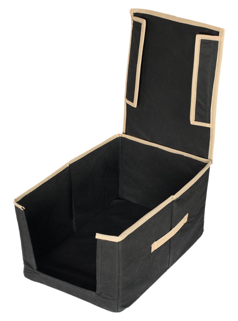 Kuber Industries Kuber Industries NonWoven Foldable Shirt StackerWardrobe Organizer For Shirts Sarees Lehengas With Handle Lid Pack of 6 Black - Image 4