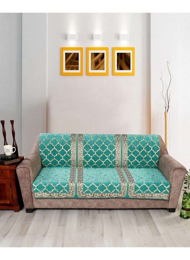 Nendle Modern Velvet Sofa Covers 3 Seater and 2 Seater Combined Sofa Seat and Back Cover|Anti-Slip Sofa Covers for Living Room (Sea Green, Pack of 3) - Image 3