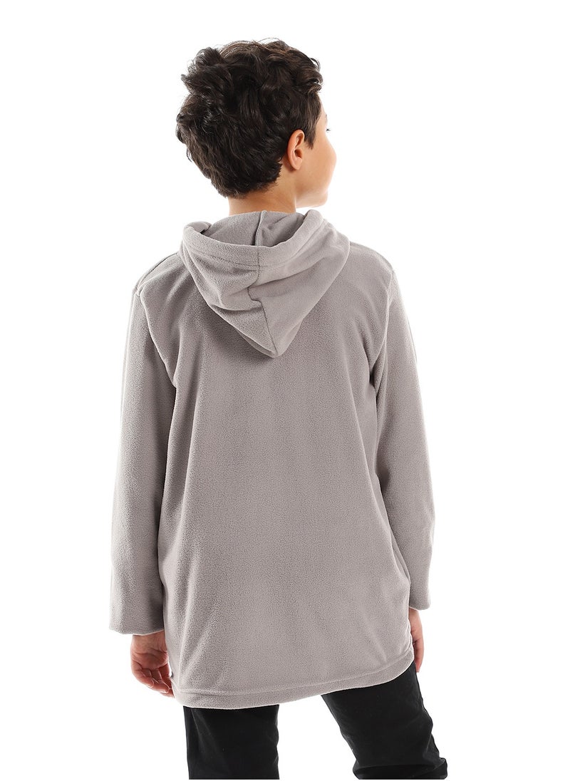 Andora - Long Sleeves Zipper Closure Fleece Sweatshirt - Grey - Image 1