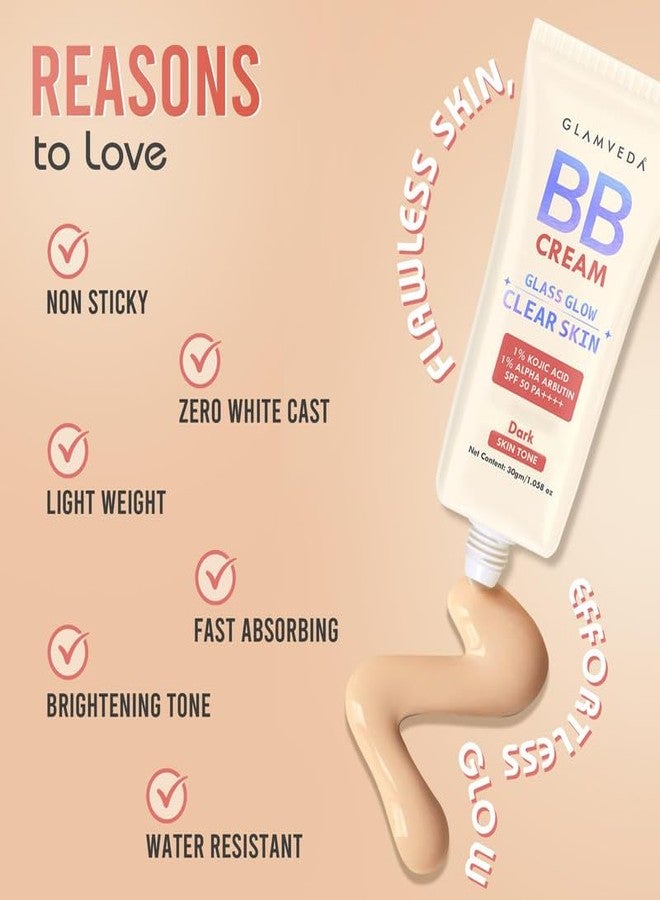 Glamveda BB Cream Lightweight Foundation | Dark Skin Tone BB Cream for Women With SPF 50++++ | Instant Spot Coverage | Light Make-up Glow | Non-Sticky & Waterproof | Colour Correction - 30g - Image 5