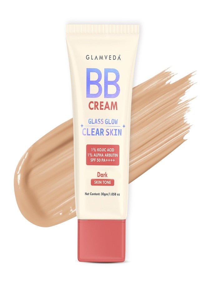 Glamveda BB Cream Lightweight Foundation | Dark Skin Tone BB Cream for Women With SPF 50++++ | Instant Spot Coverage | Light Make-up Glow | Non-Sticky & Waterproof | Colour Correction - 30g - Image 1