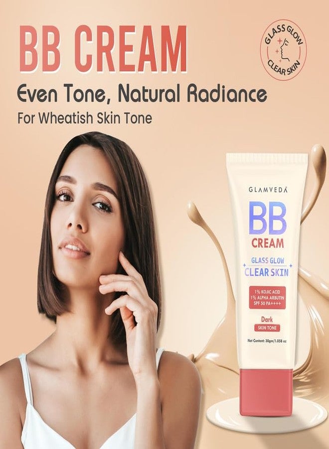 Glamveda BB Cream Lightweight Foundation | Dark Skin Tone BB Cream for Women With SPF 50++++ | Instant Spot Coverage | Light Make-up Glow | Non-Sticky & Waterproof | Colour Correction - 30g - Image 2