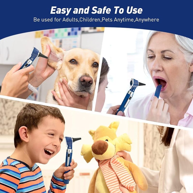 Scian Otoscope - Ear Scope with Light for Examination at Home, Pocket Ear Checker Kit with Both Adult and Pediatric Reusable Specula Tips for Nurses, Doctors - Blue-Old - Image 2