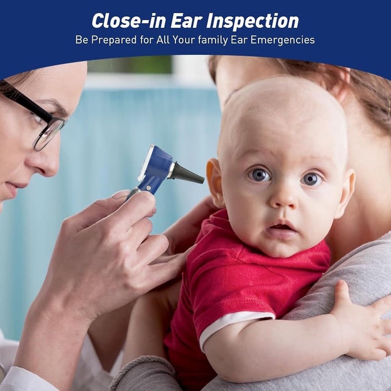 Scian Otoscope - Ear Scope with Light for Examination at Home, Pocket Ear Checker Kit with Both Adult and Pediatric Reusable Specula Tips for Nurses, Doctors - Blue-Old - Image 3