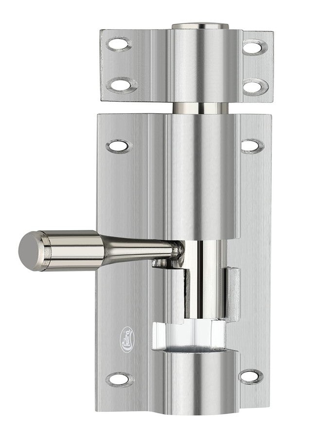 Chitra Plane Series Aluminium Tower Bolt with Stainless Steel Rod Pack of 5 (4 Inch, Satin Silver) - Image 2