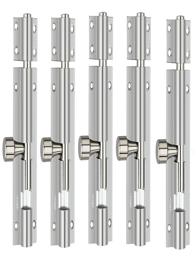 Chitra Plane Series Aluminium Tower Bolt with Stainless Steel Rod Pack of 5 (4 Inch, Satin Silver) - Image 1