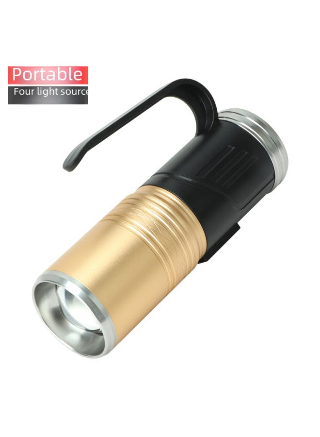 Highlight LED Night Fishing Lights Fishing Lights Blue Light Zoom Fishing Gear USB Strong Light Rechargeable Fish Flashlight-Color:3 Light Sleeve 2: Lamp + Wire + Cloth Bag + Floor Rack - Image 2