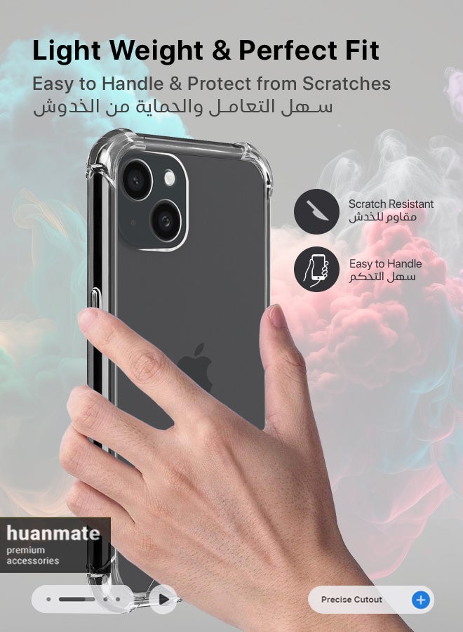 huanmate 3 in 1 Protection Pack of Back Cover Edge To Edge Screen Protector And Camera Protector For Apple iPhone 15 Black/Clear  - Image 4