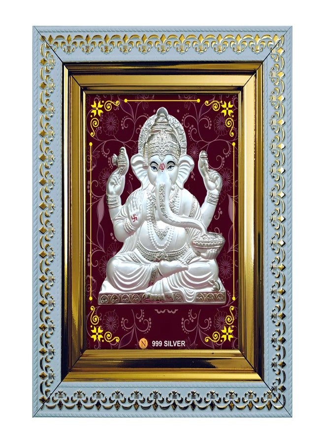 ARTSMINE - 999 Silver Shri Dagdusheth Ganesha Frame - Pure Silver Shrimant Dagdusheth Halwai Ganpati Artwork with Purity Certificate | Pooja Room, Home & Office Décor | Wedding, Housewarming & Corporate Gift | High Resale Value - 1 Unit (20 × 17 CM / 8 × 6.75 Inch) - Image 1