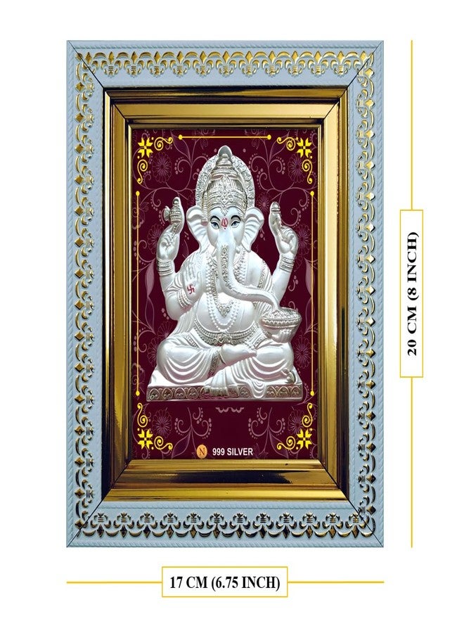 ARTSMINE - 999 Silver Shri Dagdusheth Ganesha Frame - Pure Silver Shrimant Dagdusheth Halwai Ganpati Artwork with Purity Certificate | Pooja Room, Home & Office Décor | Wedding, Housewarming & Corporate Gift | High Resale Value - 1 Unit (20 × 17 CM / 8 × 6.75 Inch) - Image 3